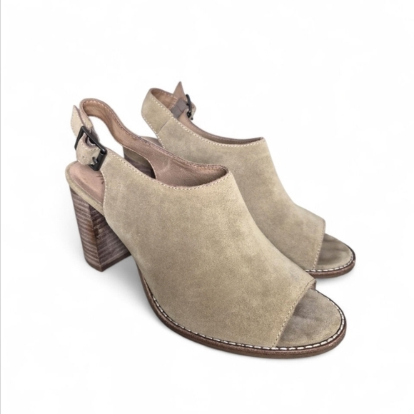 Madewell Cary Genuine Suede Leather  Sling Back Peep Toe Block Heel Sandals 7.5 - Picture 13 of 13